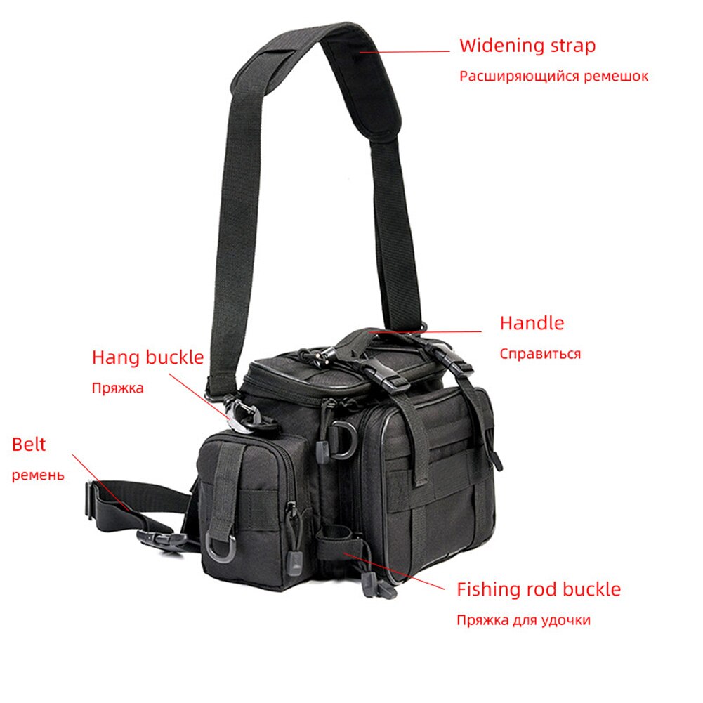 Multi-fonction sac de pêche étanche Sports de plein air taille Pack leurres de pêche sac de rangement de vitesse unique pêche bandoulière sac à main