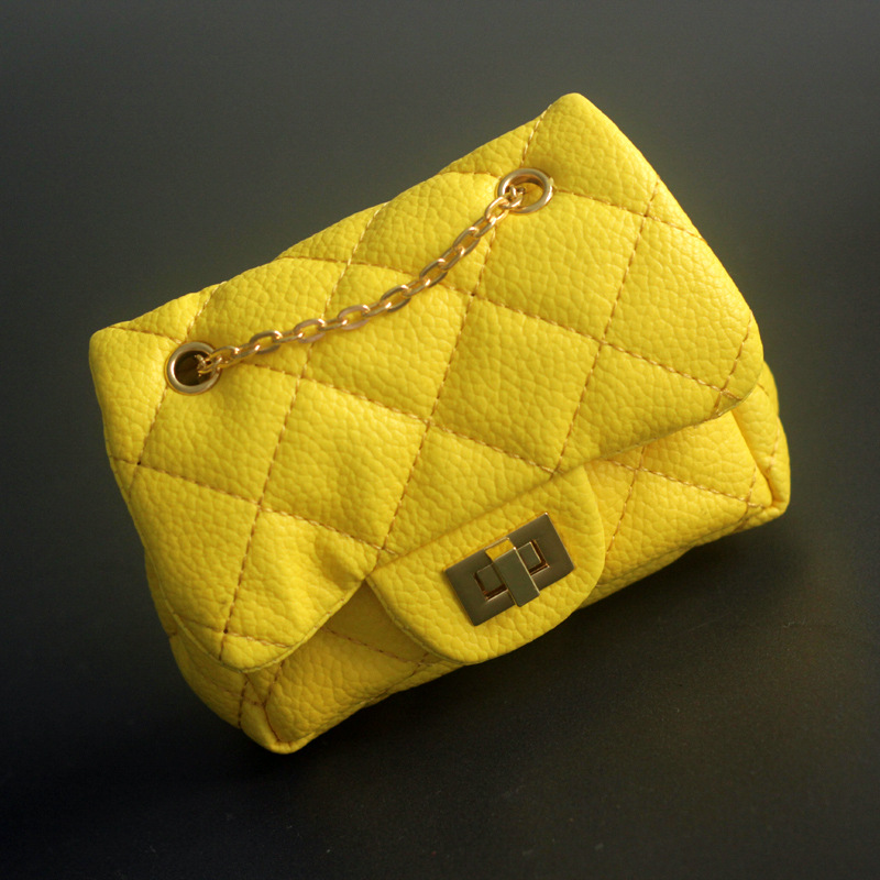 Meisjes Mini Handtas Kinderen Schoudertas Mode Bloem Klinknagel Glitter Metalen Ketting Emmer Kid Flap Bag Shiny Party Baby Portemonnee: Yellow 3