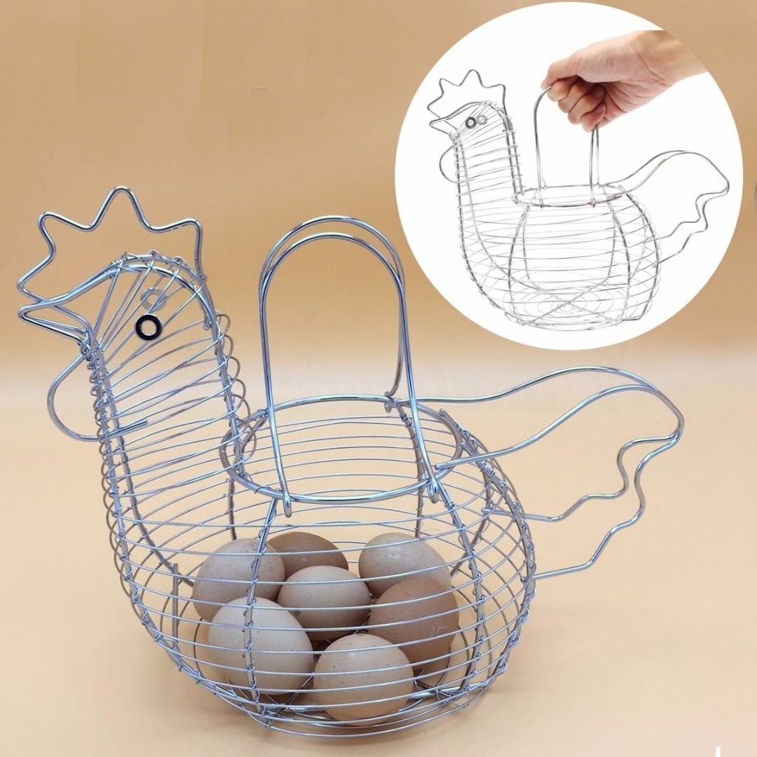 Huhn Ei Korb Halfter innovativ Große Metall Draht Henne Geformt Küche Lagerung Korb Gestell Dekor