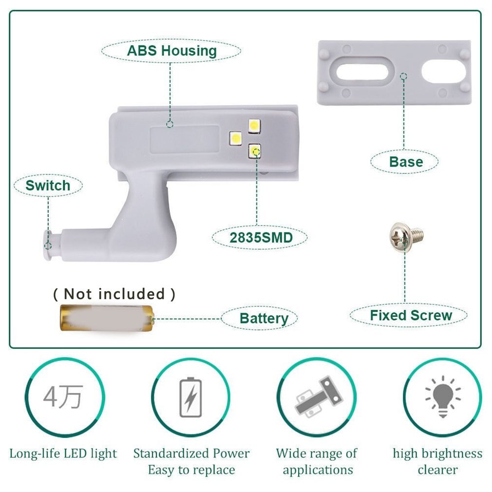 5/10Pcs LED Inner Hinge Lamp Under Cabinet Lights Universal Wardrobe Closet Sensor Lights For Kitchen Bedroom Closet Night Light