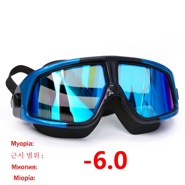 Zwemmen Bijziendheid Bril Professionele Zwemmen Bril Anti Fog Uv Bescherming Geen Lekkende Voor Volwassen Mannen Vrouwen Bijziendheid Bril Set: Blue -6.0 Myopia