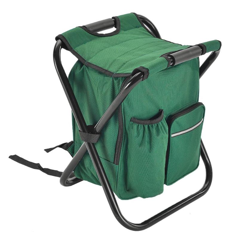 En plein air pliant Camping chaise de pêche tabouret Portable sac à dos refroidisseur isolé sac de pique-nique randonnée siège Table sac tabouret sacs: Vert