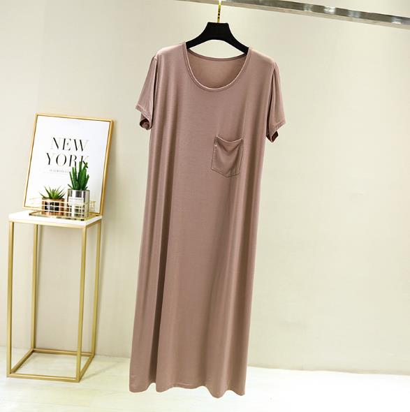 Casual Katoen Nacht Shirt Modale Losse Nightgowns Vrouwen Thuis Kleding Koreaanse Lange Jurk Vrouwen Nachtkledij Nachtkleding Nightie: khaki