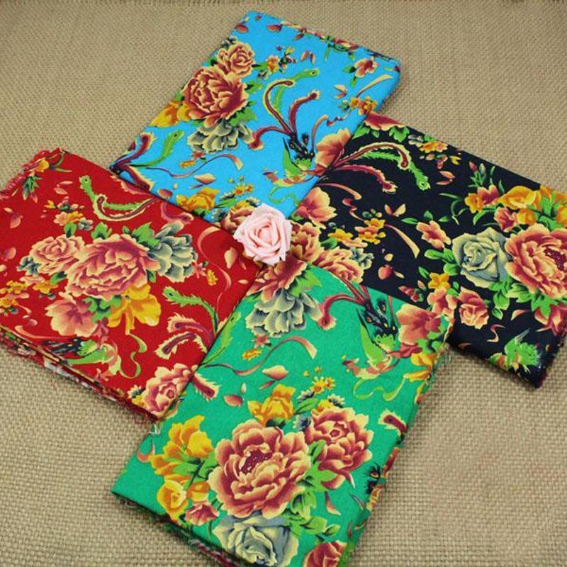 Tissu en coton/lin imprimé, fleur de pivoine Phoenix traditionnelle chinoise pour vêtements, textile de décoration patchwork