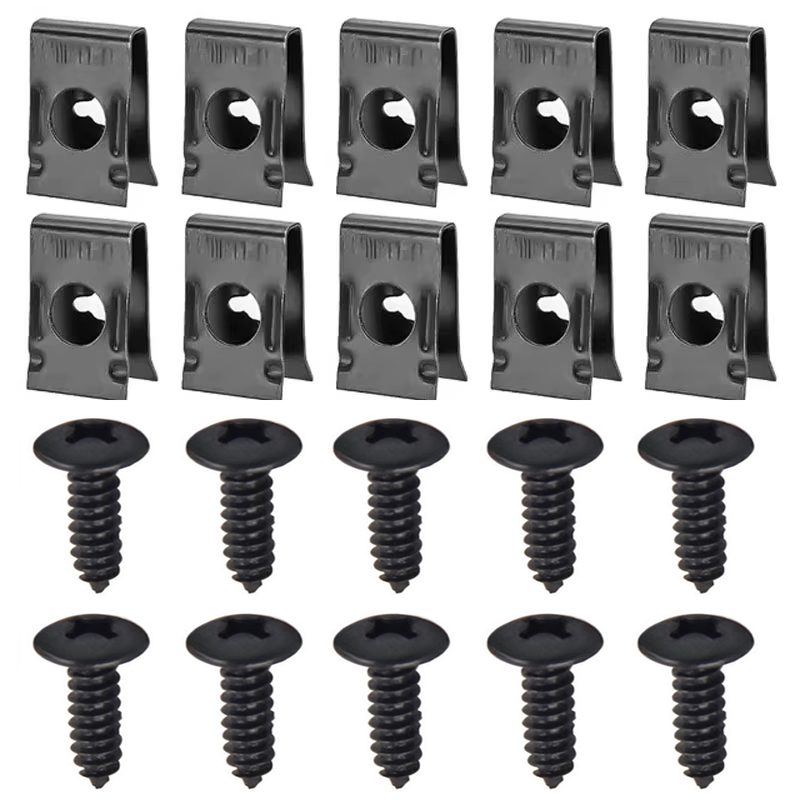 Viti autofilettanti clip di fissaggio in metallo per clip di tipo U per auto moto con vite kit di fogli di ferro per viti con clip di protezione antiruggine: Oro