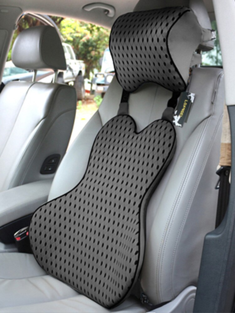 Breathable Car Seat Cushion Memory Foam Headrest Neck Pillow Lumbar Back Support Set Driver and Passenger Headrest Backrest