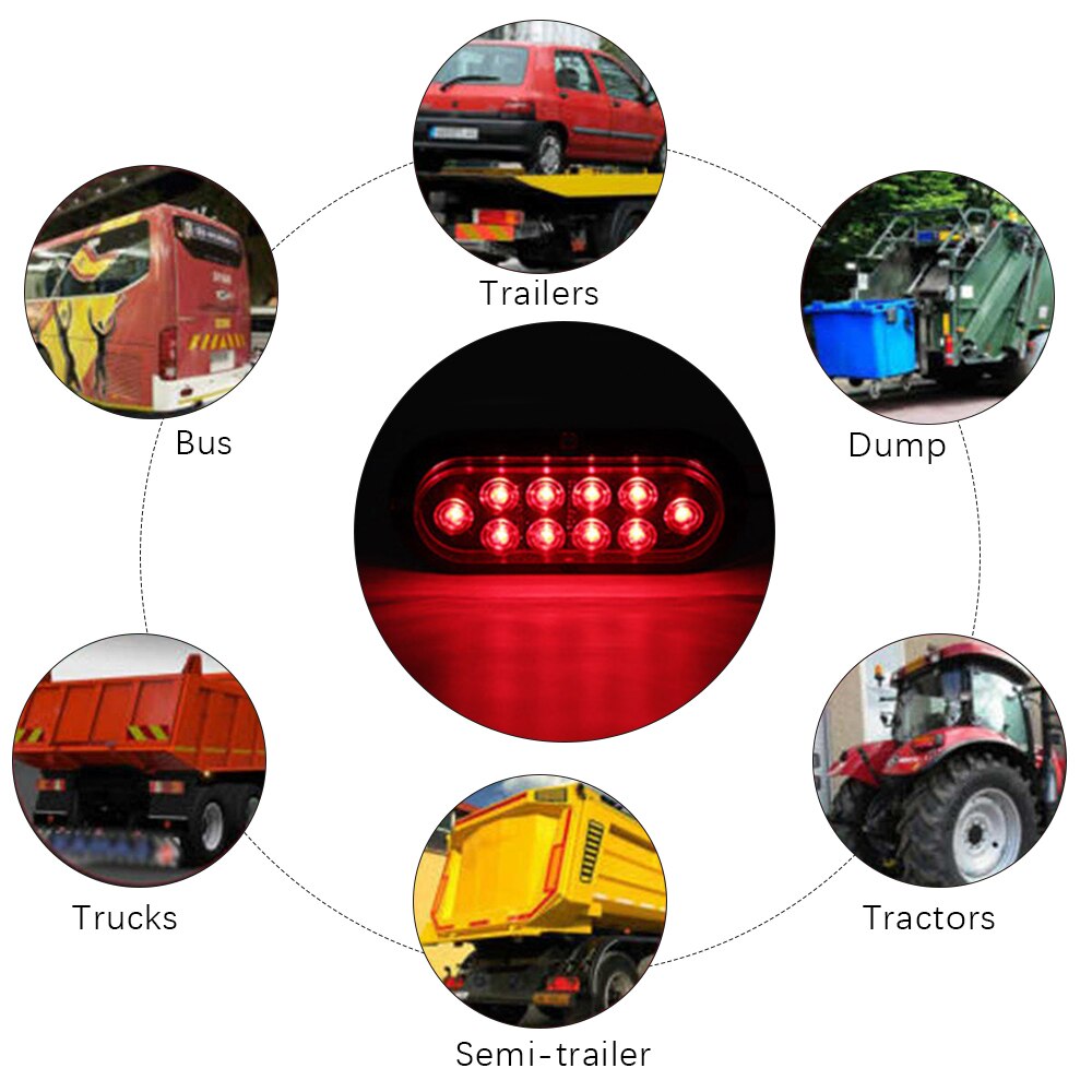 2 Pcs/set 12V Universal 10 Led Red Trailer Truck Caravan Taillight Led Light Brake Stop Lamp Tractor Turn Signal