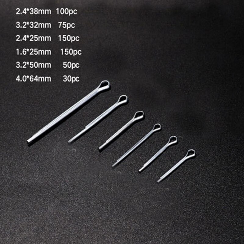 555Pcs Cotter Pin Clip Key Fastner Fitting Assortment Kit Heavy Duty Zinc Plated Cotter Pin Assortment Kit