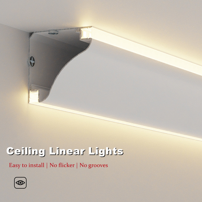 Ceiling Led Aluminum Profile Surface Mounted Wall Top Corner Decoration Indoor Atmosphere Lighting Linear Hard Bar Light Lamps