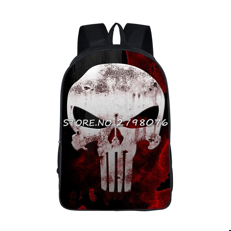 Mochila para chicas adolescentes de Punisher, morral escolar con estampado de Calavera, morral informal para hombre: 16CFZ15