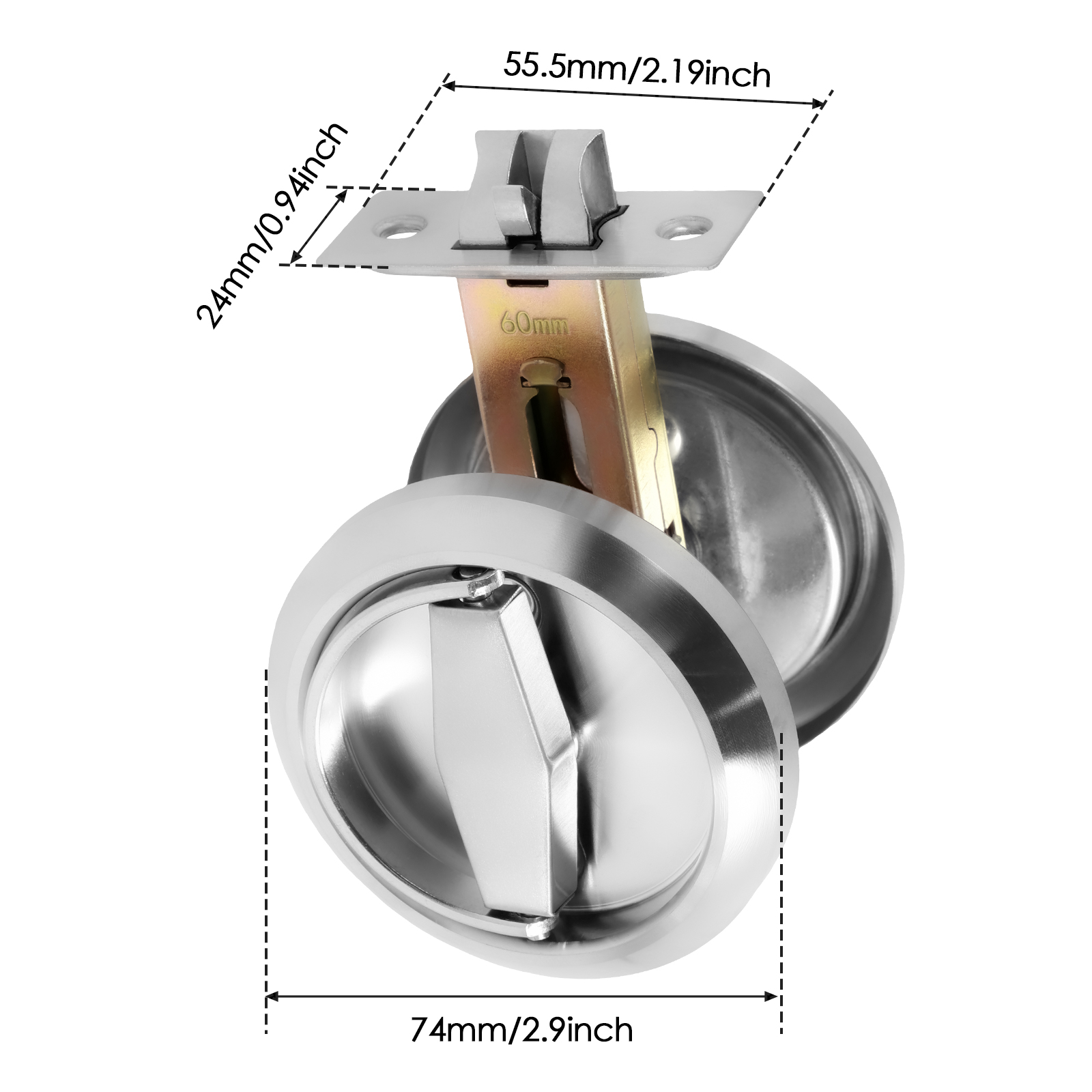 304 Stainless Steel Hidden Door Handle Lock Keyless Recessed Door Lock Single Cylinder Deadbolt Invisible Lock for Furniture