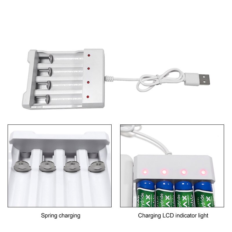 Adaptador de carregador de bateria pujimax, adaptador universal de 4 ranhuras para carregamento de bateria aa/aaa