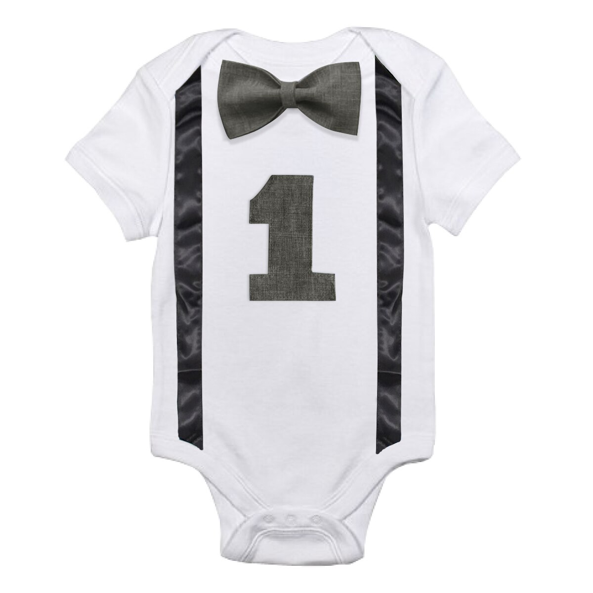 Newborn Baby Boys Gentleman Clothes Bow-knot Short Sleeve Cotton Casual Bodysuit Outfits Clothing Baby Boy 0-1T: Black