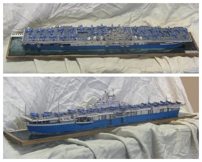 1:400 skala us intrepid (cv -11)  hangarskib håndværk papir model kit håndlavede legetøj gåder