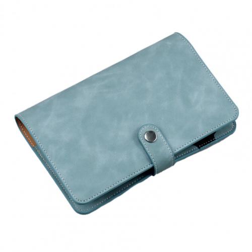 A6 Solod Scrapbook w/Buckle Personal Organizer Binder Notebook Detachable Faux Leather Cover Binder Notebook DIY Scrapbook: Vintage Cyan