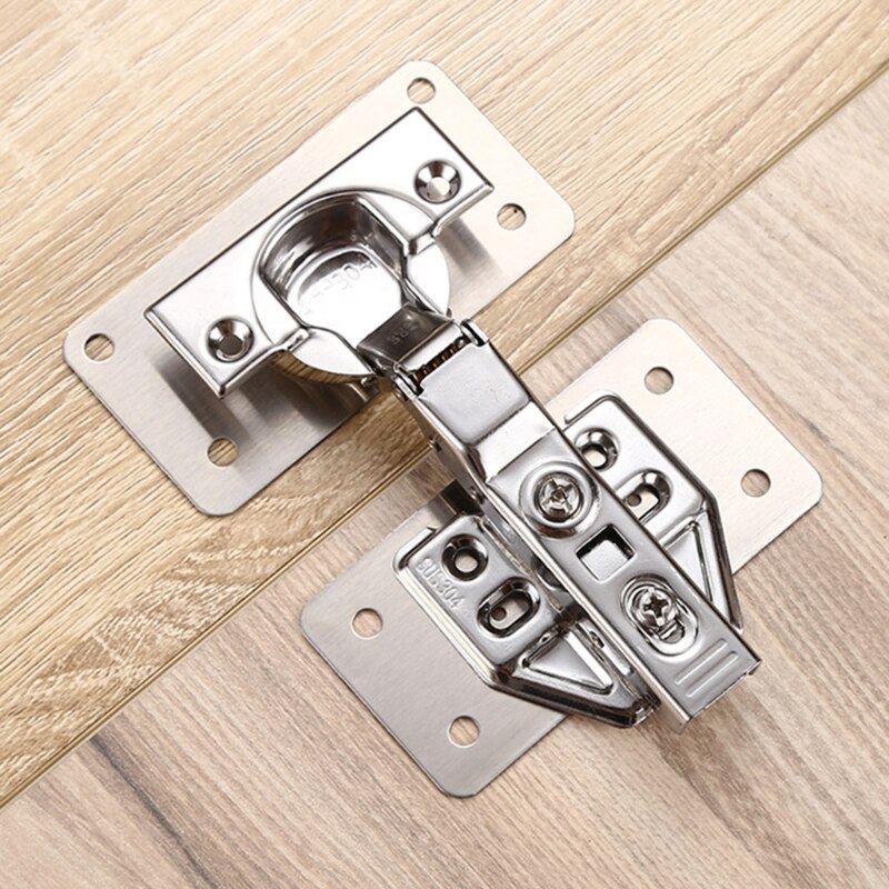 2Pcs Hinge Repair Plate Brushed Stainless Steel Cabinet Hinge Fixing Plate Bracket Kit for Furniture Kitchen Closet Door 29EA