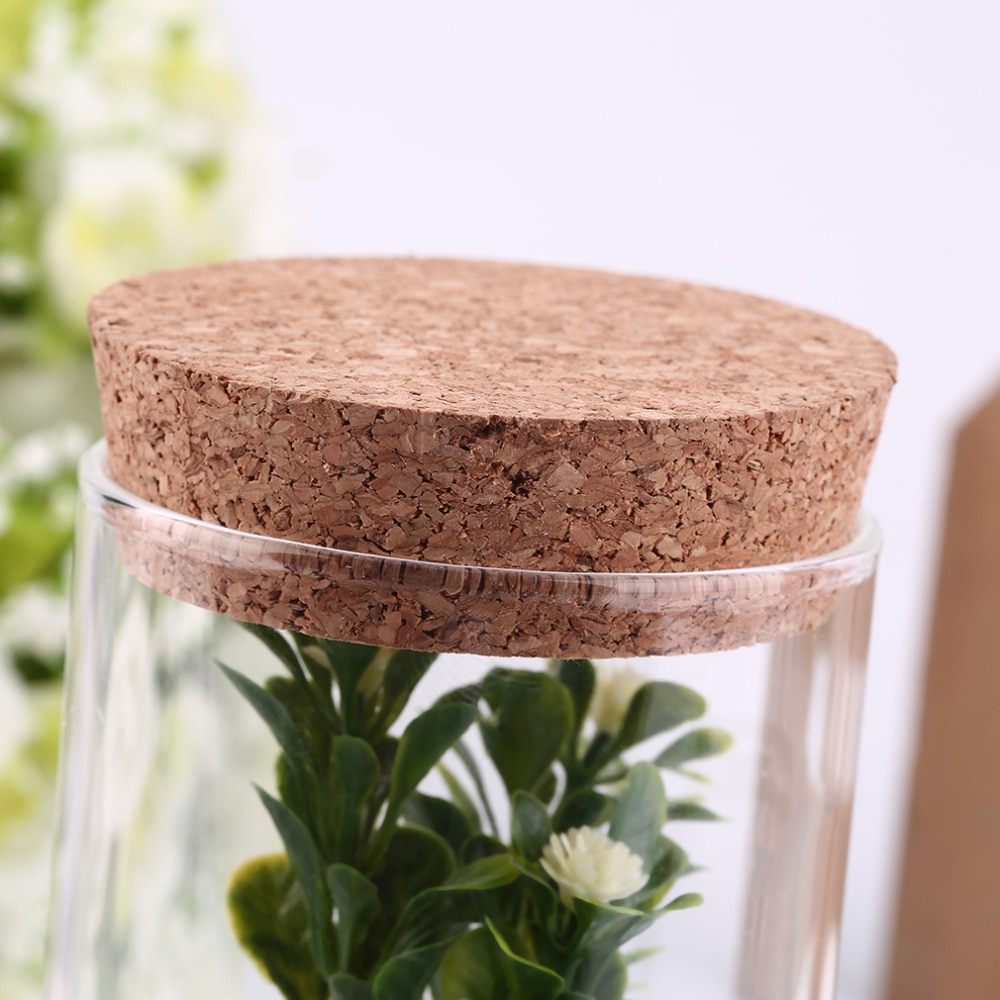 350ml Clear Transparent Heat-resistant Glass Bottle with Sealed Cork Beans Tea Leaves Storage Container Vase