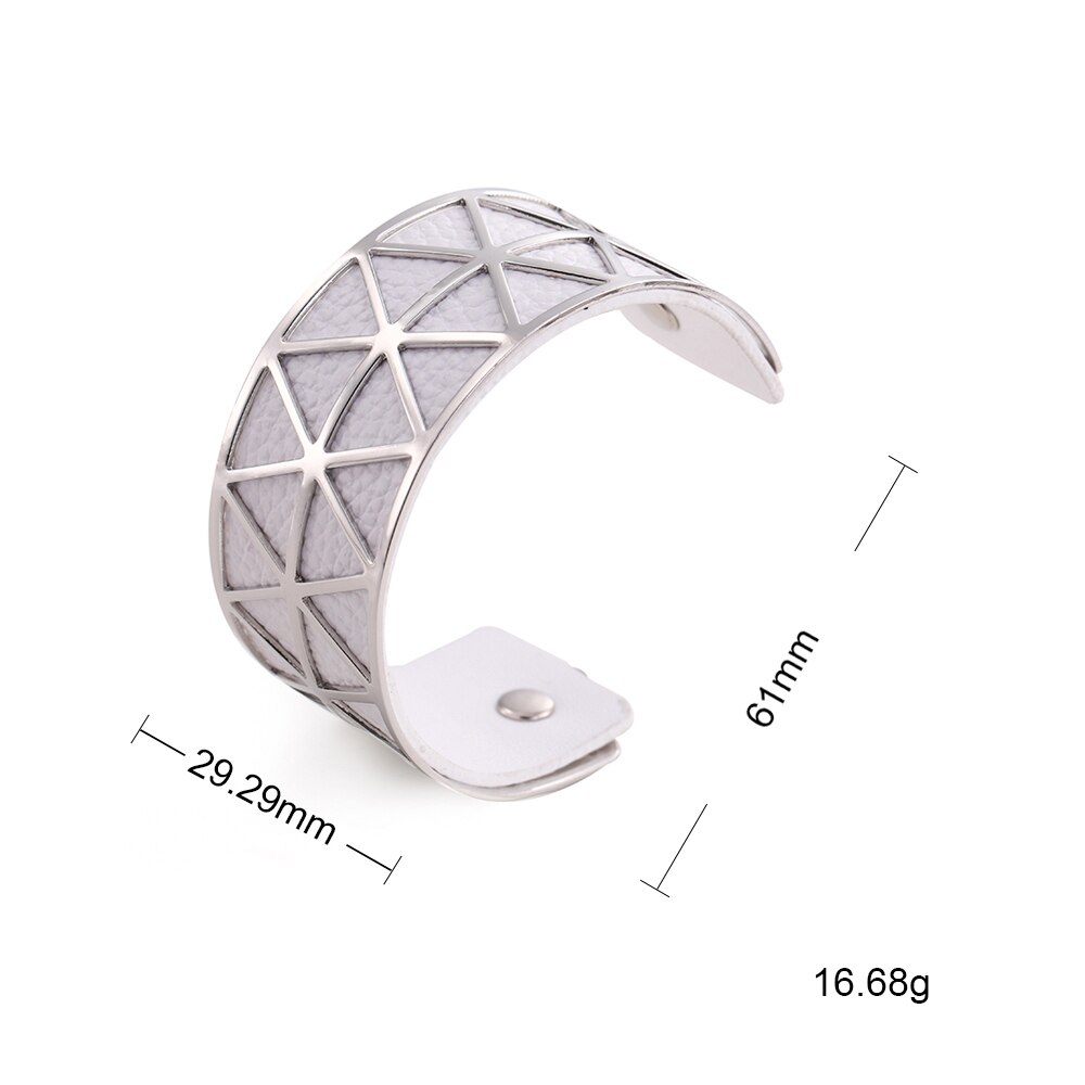 Teamer, pulsera hueca de cuero de PU, brazalete de Georgette, joyería india, Manchette para mujer , bisutería de muñeca para hombres: 15
