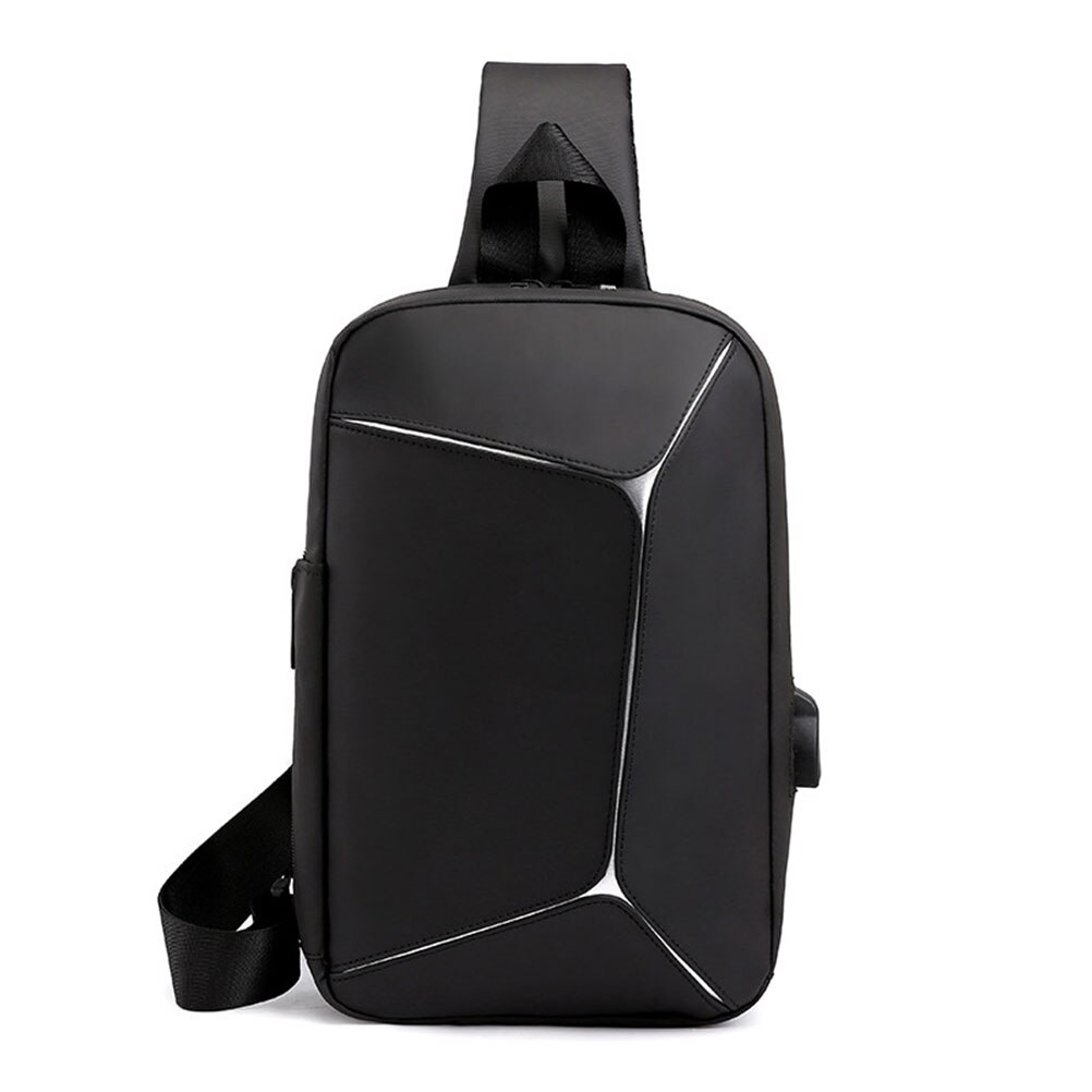 Pochete masculina à prova d'água, multifuncional de trespassar com carregador usb, antirroubo, bolsa de ombro, casual, para telefone: Black
