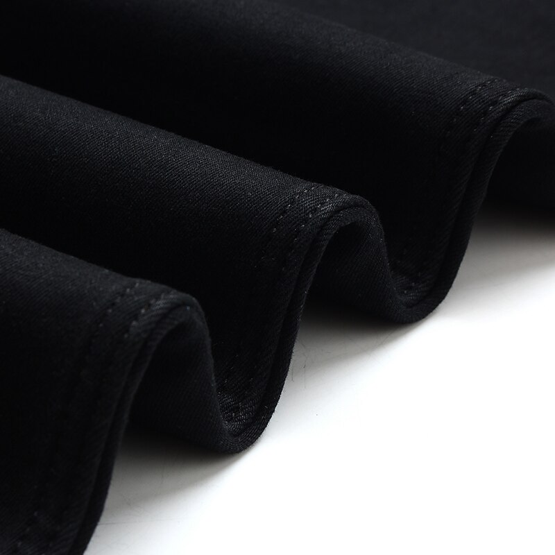 BAIDAFEILI Oversized 42 40 38 Slim Straight Black Jeans Men Spring Youth Pop Men Mid Waist Elasticity Black Pants