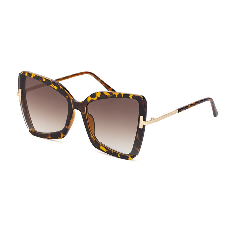 Brand t solbriller overdimensionerede firkantede kvinder solbriller kvindelig stor ramme farverige nuancer fpr kvinder oculos: Leopardbrun