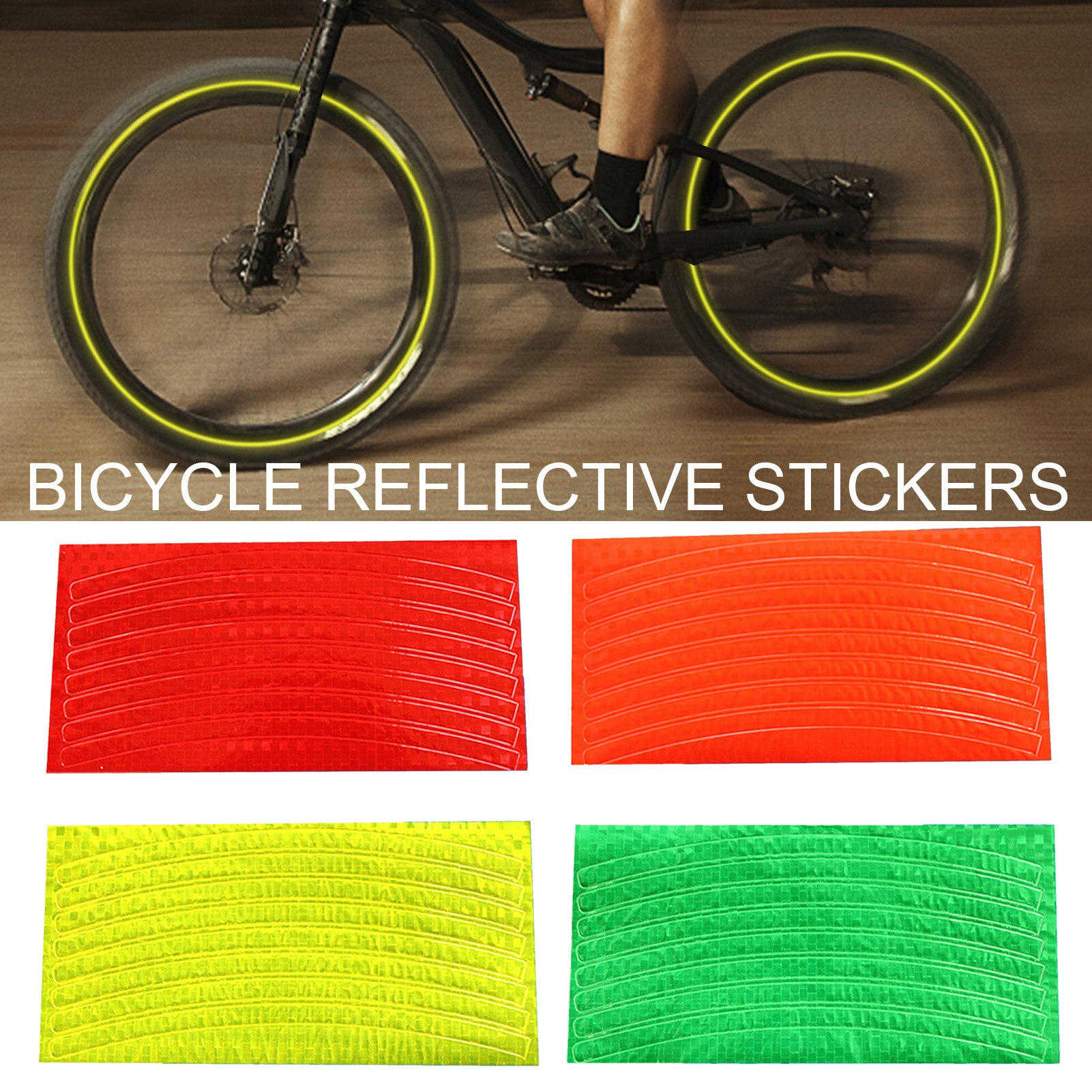 Bike Reflective Stickers Bicycle Reflective Safety Warning Strips Reflectante Bike Wheel Set Sticker Mtb Bicycle Decals