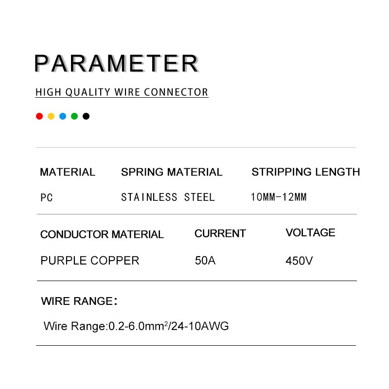 10PCS Cable Connector 6mm2 Universal Compact Quick Connectors Cable For Household Wire Terminal Connector Push-in with Lever