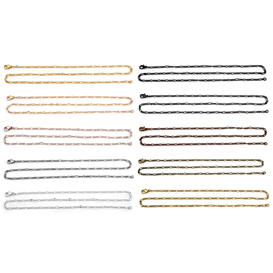 Cadenas de latón para manualidades, accesorios para fabricación de joyas, collares, suministros a granel, cadenas de Eslabón cubano, cierres de Metal de 55cm,: Fancy Chain-Mix