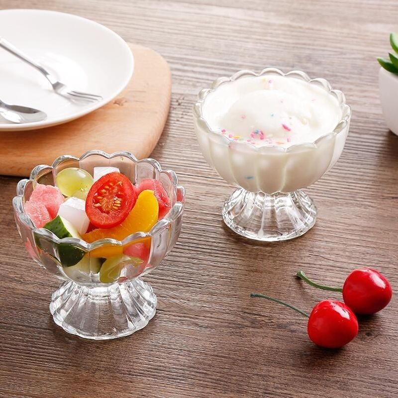 De vidrio sin plomo transparente postre de ensalada de vidrio de té de la leche batido copa de bebida tazón de helado taza para helado taza de agua de vidrio