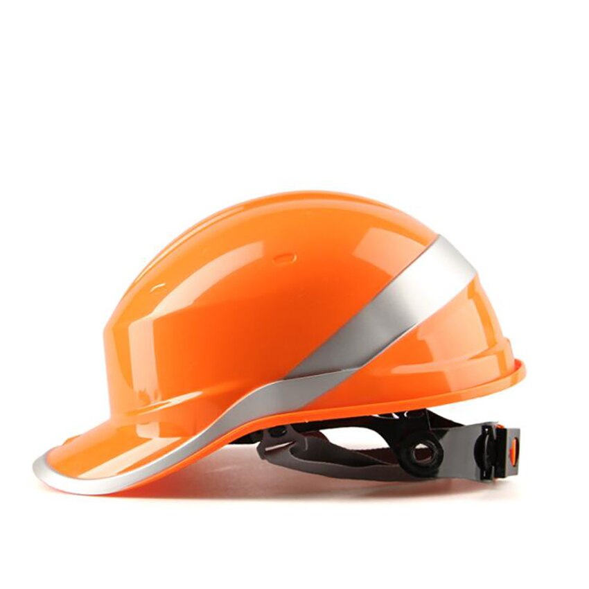 Sikkerhedshard hat abs hjelm justerbar knap med 6-- punktsophæng, reflekterende strimmel, sikkerhedshjelm til konstruktionsklatring: Orange