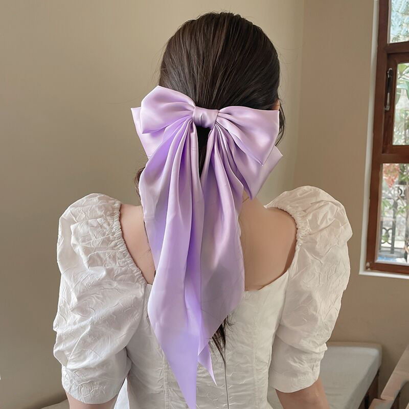 Pinza para el pelo con lazo de gasa para mujer, pasadores de horquilla con lazo grande para niña, Clip para cola de caballo de Color sólido, accesorios para el cabello,: Azul cielo