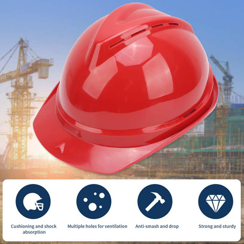 Red Industrial Safety Helmet Breathable Protective Work Hard Hat for Construction Sites Garden Operation