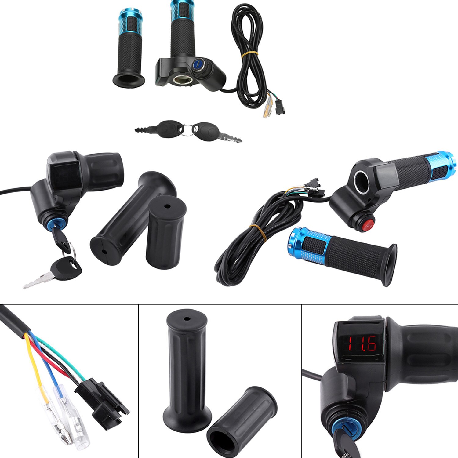 E-bike twist gashåndtag led display elcykel twist gashåndtag håndtag med lås nøgle el cykel scooter tilbehør