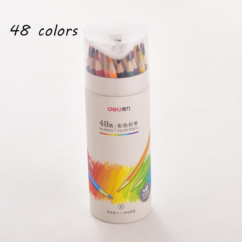 Conjunto de lápis de madeira coloridos 12/24/36/48 cores, pasta de madeira, óleo, chumbo, desenho e lápis de colorir para escola, lápis de desenho para crianças: 48 Colors