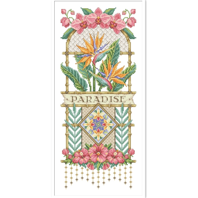Paradis blomma korsstygn paket orkidé 18ct 14ct 11ct tyg bomullstråd broderi diy handgjort handarbete