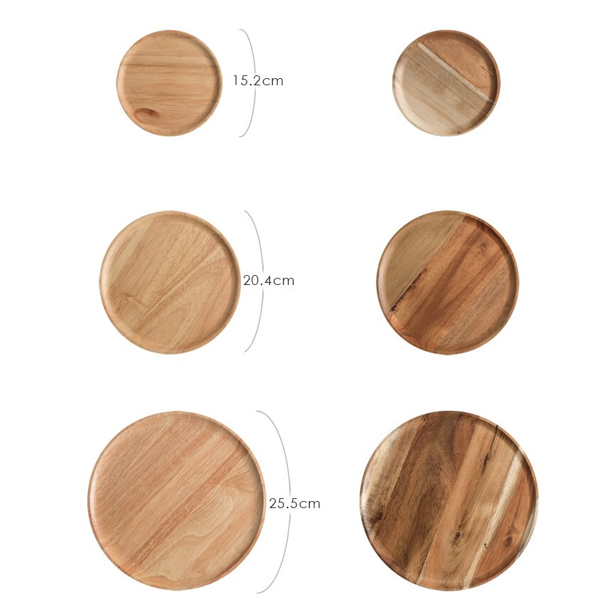 Novelty Wood Dinner Plate Wooden Dessert Serving Tray Round Oval Solid Plates Fruit Dishes Saucer Tea Dinnerware Tableware Set