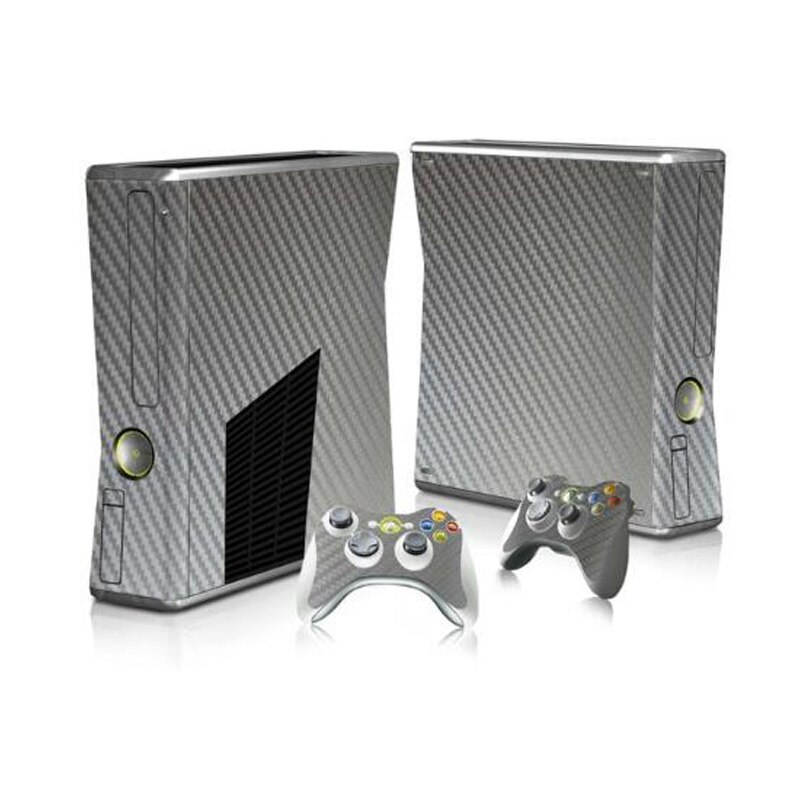 Carbon Fibrei Protector Vinyl Sticker voor Xbox 360 Slim Console met 2 Controller Skins Cover voor Xbox360