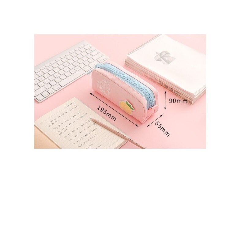 Estuche escolar con cremallera grande, bolsa de lápiz con motivos frutales, papelería, organizador de lona de piña limón, bolsas de almacenamiento para bolígrafos, oficina