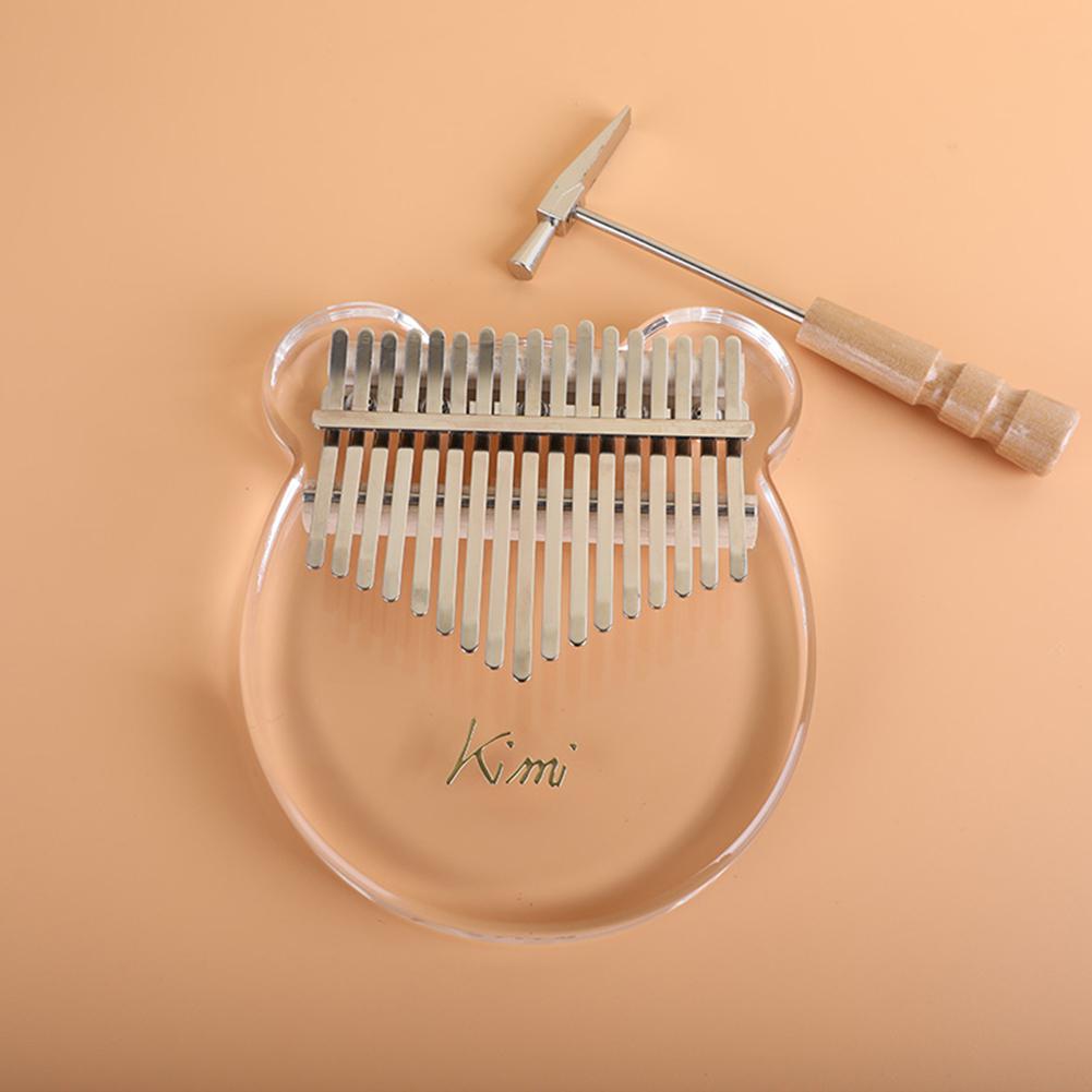 Piano acrílico Kimi Kalimba, 17 teclas, pulgar transparente, sintonizador, caja de manual