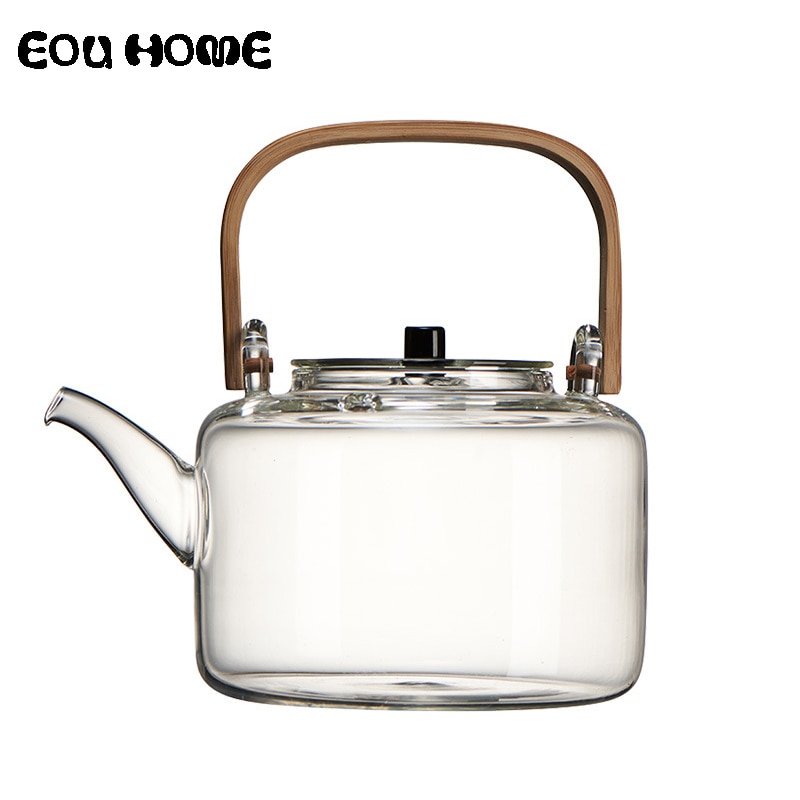 1100ml Glass Teapots Heat-resistant Explosion-proof Boiled Teapot Kung Fu Tea Set Boiled Water Special Bamboo Handle Beam Pot