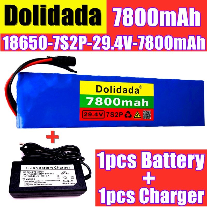 Akumulator 24V 7S2P 29.4V 7800mAh akumulator litowo-jonowy z 20A zbalansowany BMS robić skutera elektrycznego wózek inwalidzki napędzany + ładowarka