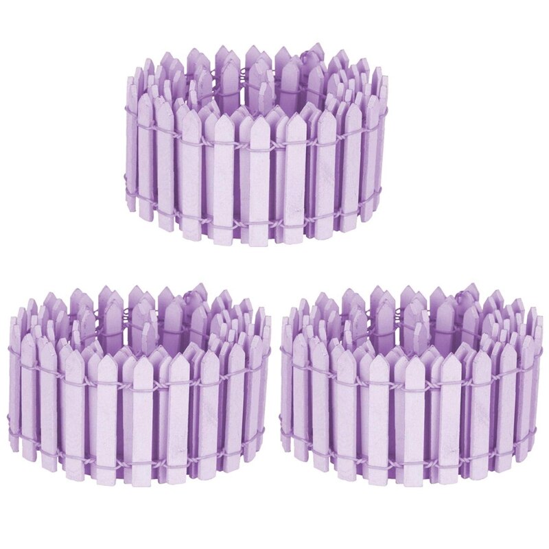 Mini vallas de madera para jardín en miniatura, accesorio pequeño de madera de 50lb, 3 piezas, 90x5cm, ideal para Micro paisajismo: light purple