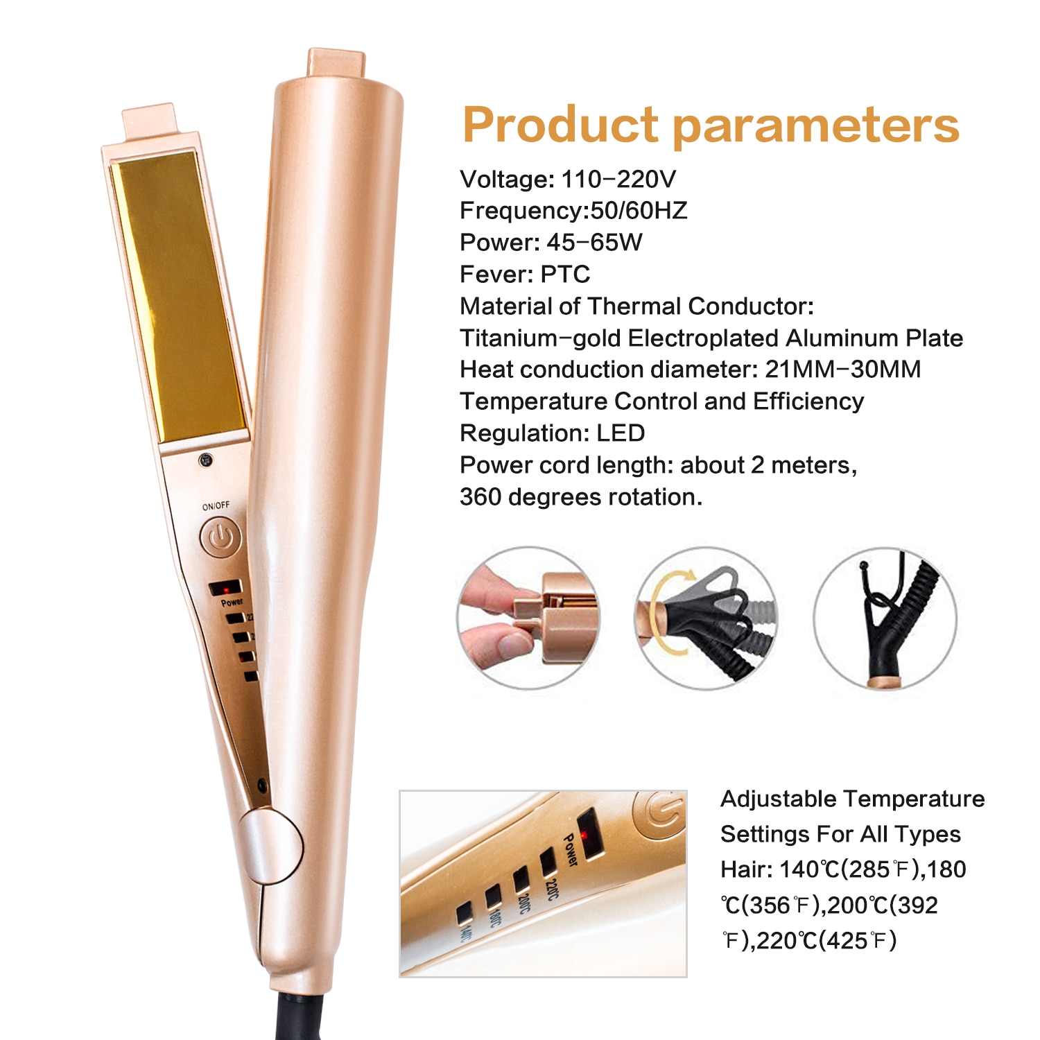 Twist Straightening Iron 2- in -1 Pro Hair Curler & Straightener with 3D Float Concave & Convex Titanium Flat Iron