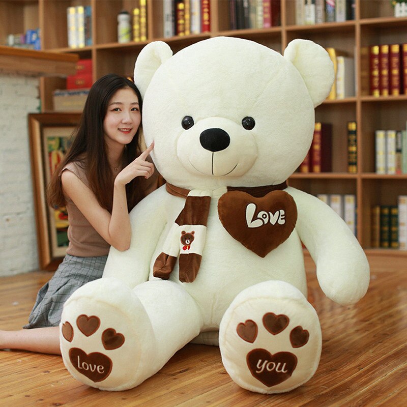 100-180Cm 4 Kleuren Teddybeer Huid Met Sjaal Opgevulde Dieren Beer Pluchen Speelgoed Teddybeer Pop Cover liefhebbers Verjaardag Baby Cadeau: 140cm / 4