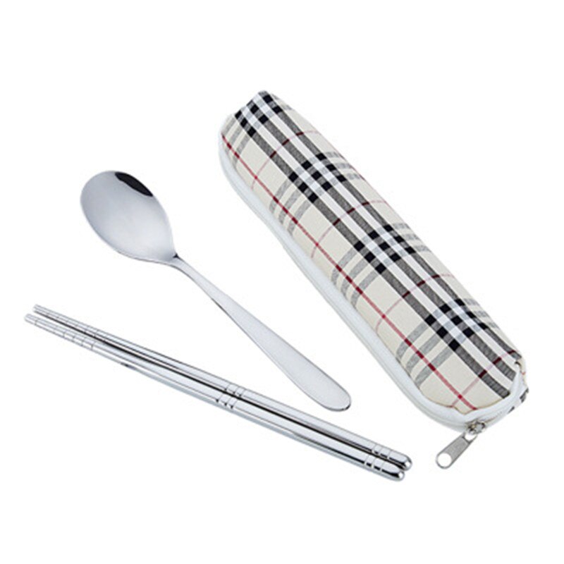 Tableware Reusable Travel Cutlery Set Camp Utensils Set with stainless steel Spoon Fork Chopsticks Straw Portable case
