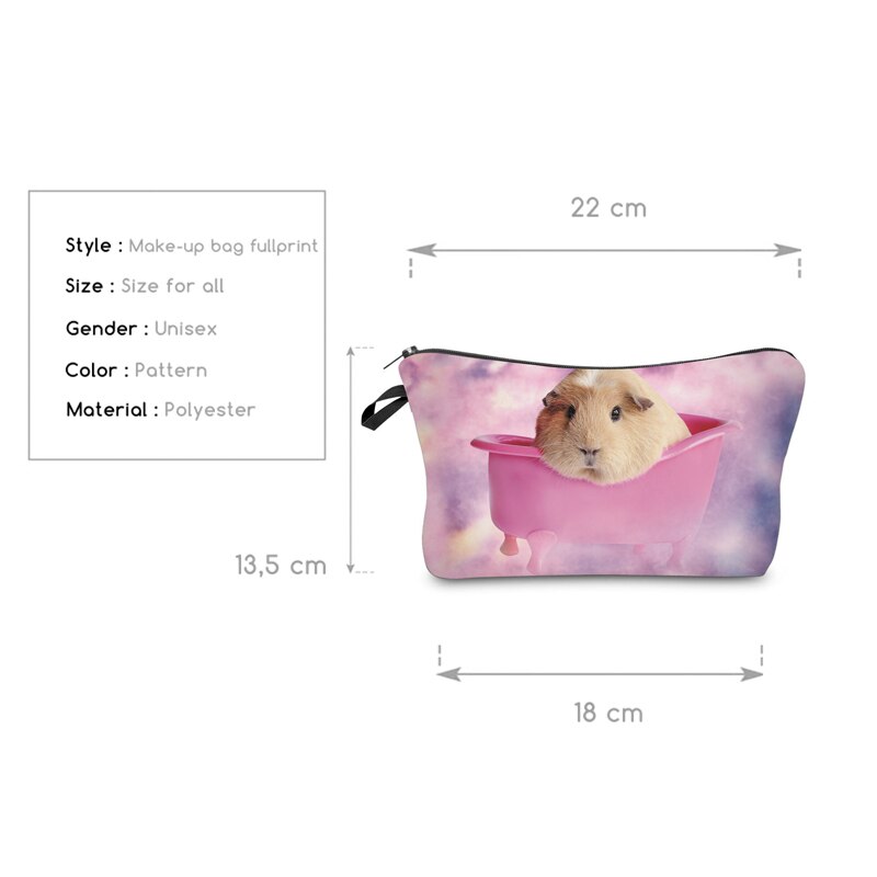 DAOXI Women Toiletry Bag 3D Animal Printing Portable Large Cosmetic Organizer for Travelling Necessaries