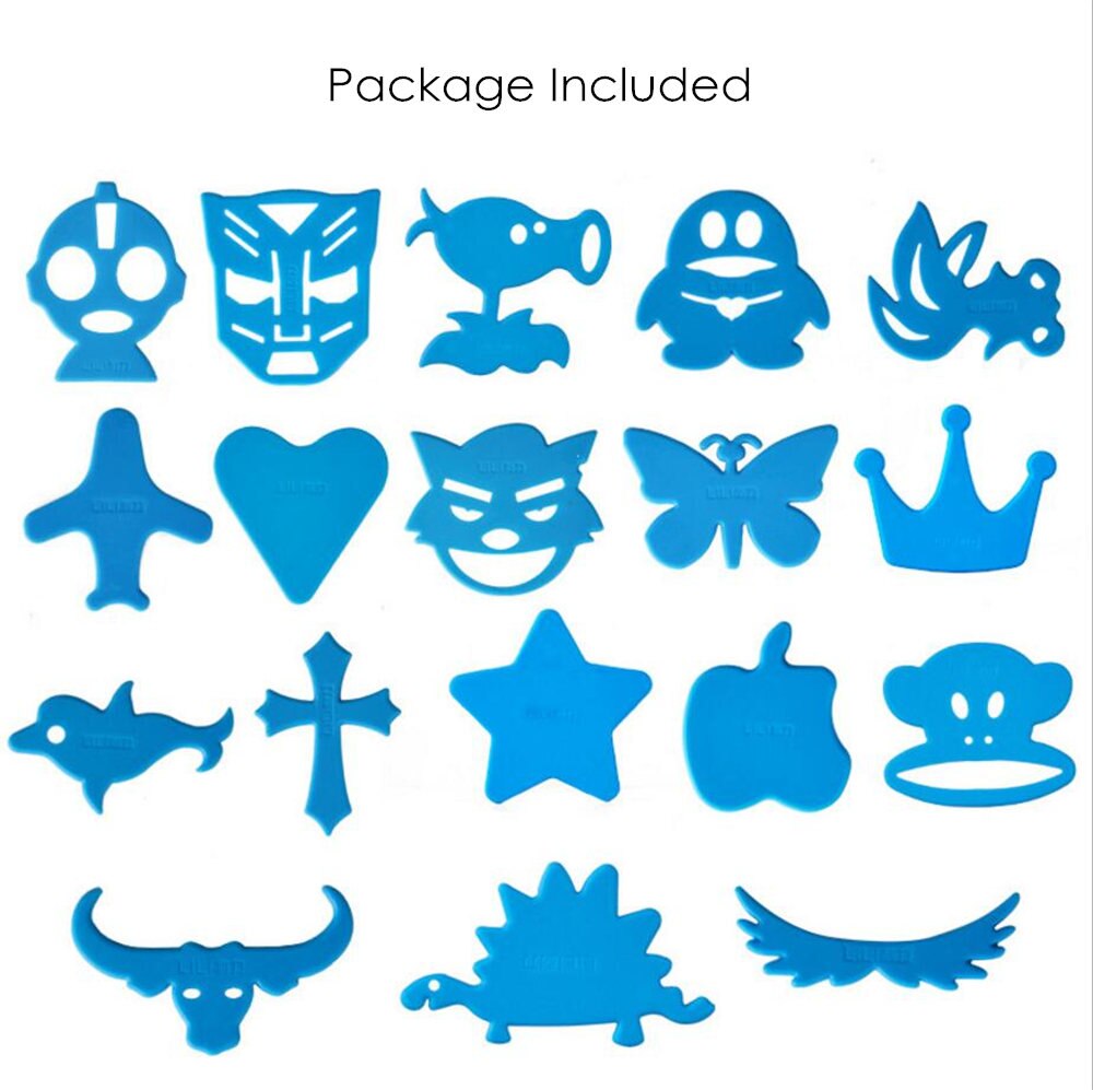 18pcs Stencil Haircut Styling Model for Electric Carving Hair Trimmer Clipper Rechargeable Barber Lettering Styling Accessories: Default Title