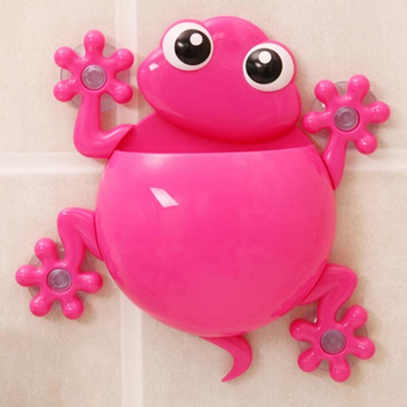 De dibujos animados lindo Gecko modelo cepillo de dientes pasta de dientes de montaje en pared tonto maquillaje soporte Rack Niños Accesorios para el baño: Rose
