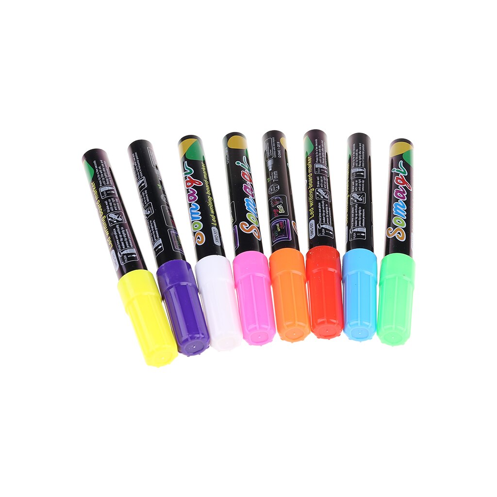 8 väriä korostuskynä fluoresoiva neste liitu merkki neon kynä led -kirjoituspöydälle liitutaulu lasi maalaus graffiti toimisto su