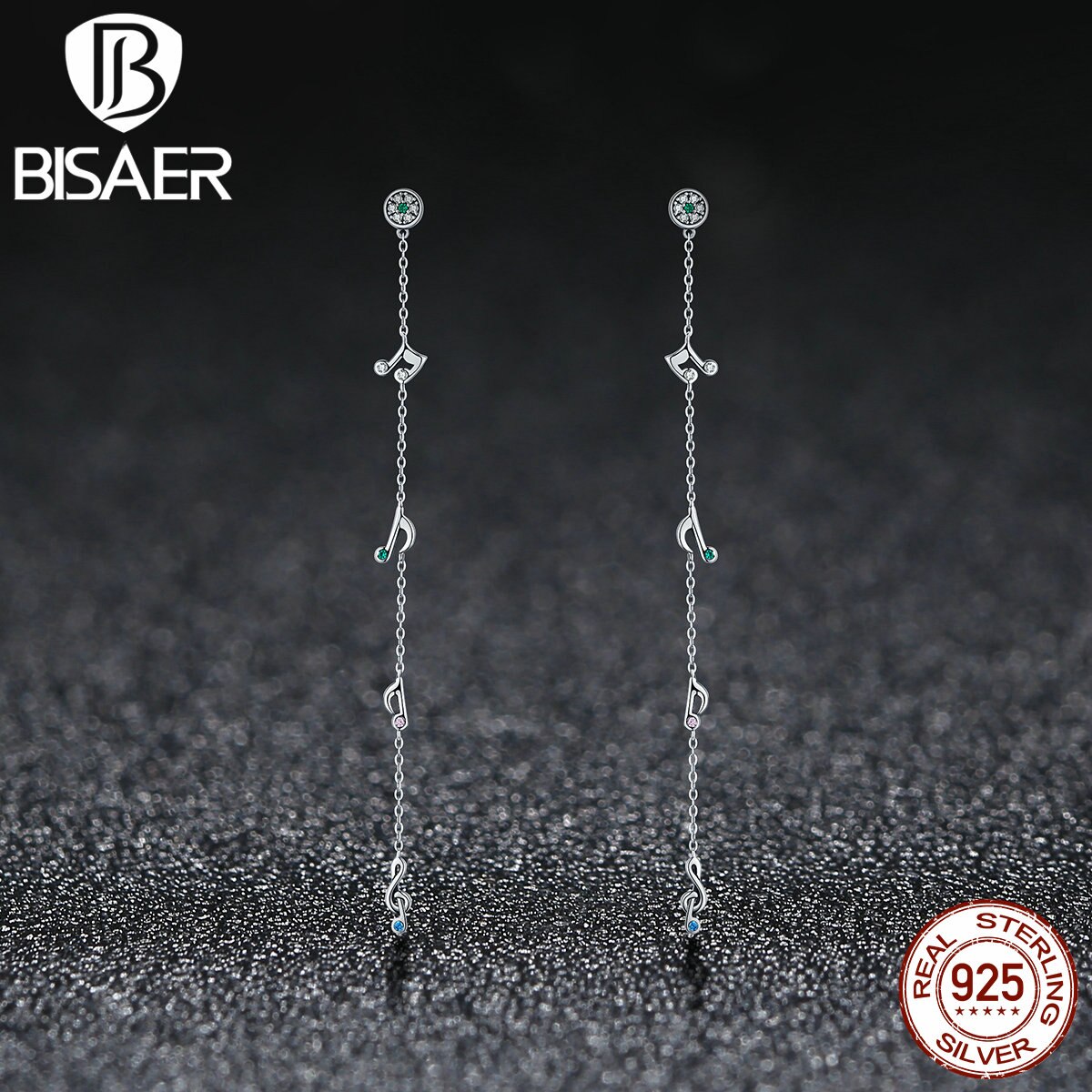 Bohemian 100% 925 Sterling Zilver Music Note Koreaanse Lange Oorbellen Vrouwen Mode Sterling Zilveren Bruiloft Oorbellen ECE202